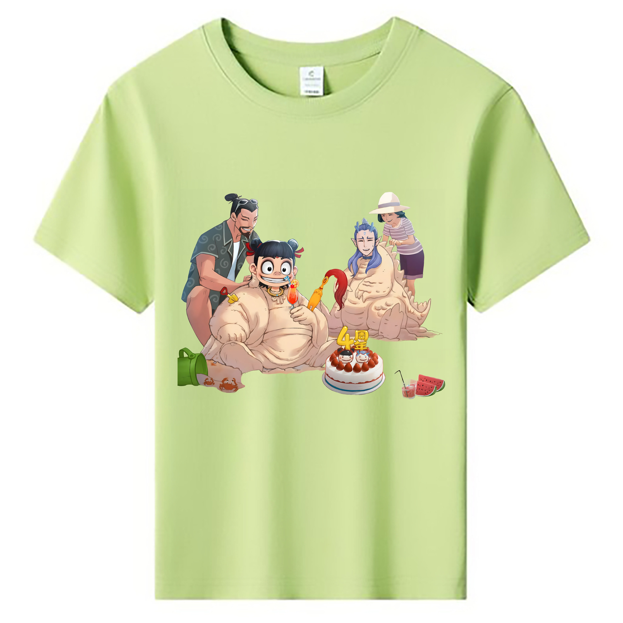 （画像用） Ne Zha 2 ナタ 魔童の大暴れ 綿100％キッズTシャツ（フロントプリント）
